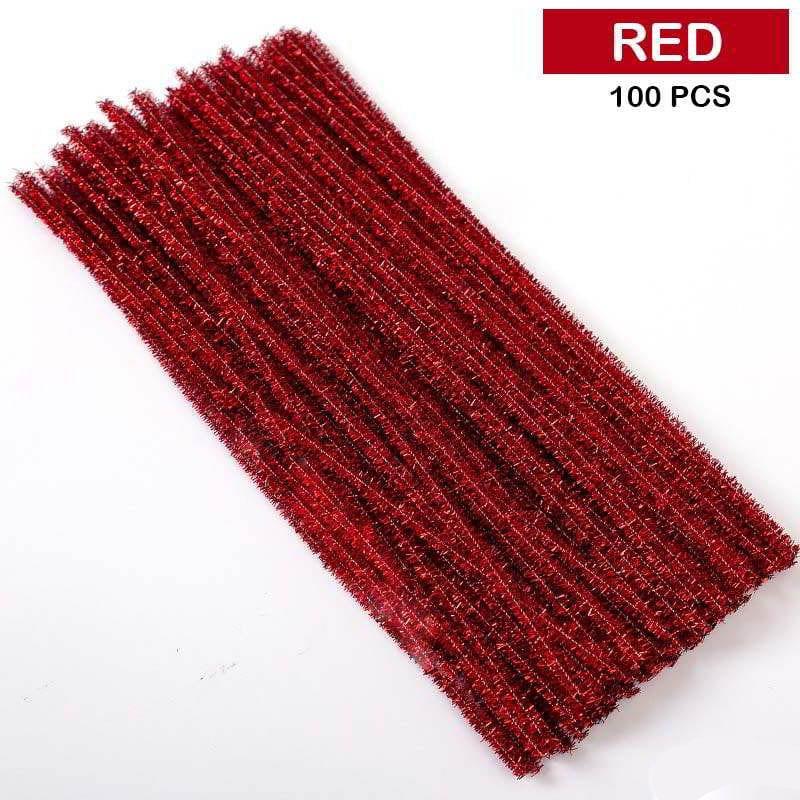 Pipe Cleaner Glitter 100Pc Red (T31)