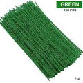 Pipe Cleaner Glitter 100Pc Green (T34)