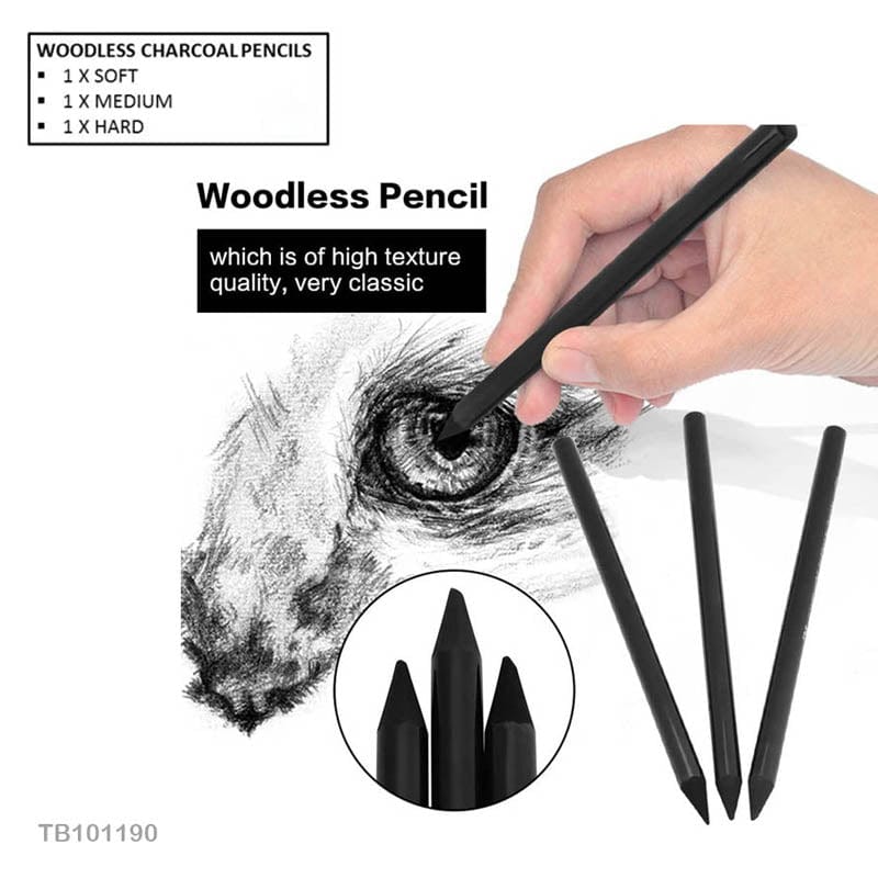 3Pc Woodless Charcoal Pencils (Tb101190)