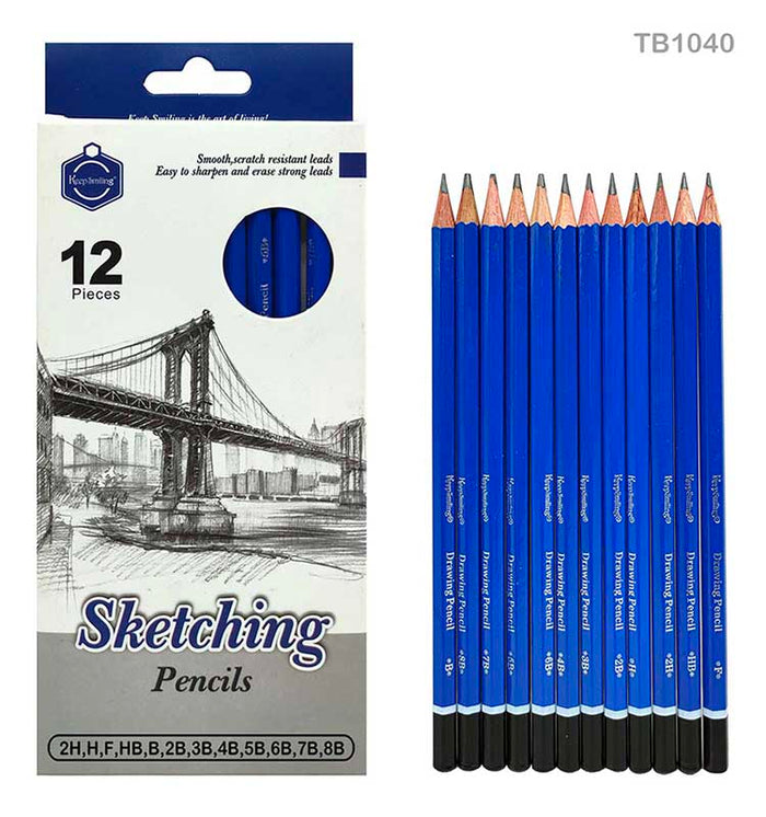 Sketching Pencils Set - 12 Pcs Graphite Drawing Pencils
