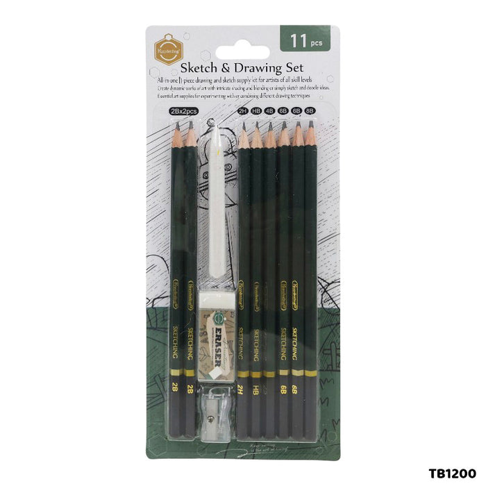 Sketch & Drawing Set - 11 Pcs Art Kit for Beginners