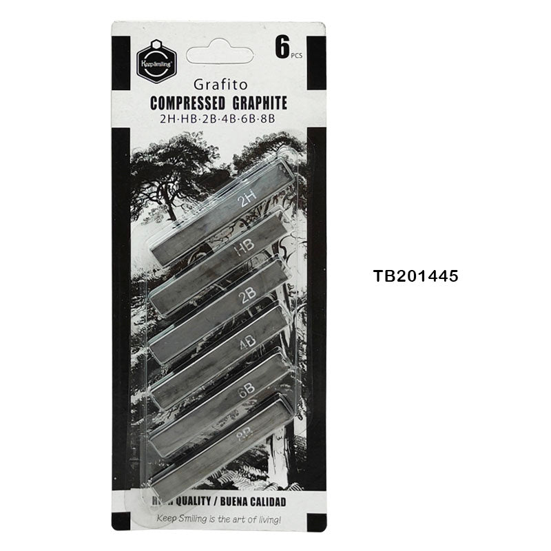 Compressed Graphite Sticks - Pack of 6 for Drawing