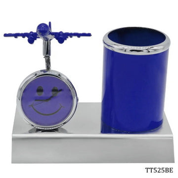 Pen Stand With Watch With Air Craft Blue TT525BE