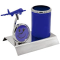 Pen Stand With Watch With Air Craft Blue TT525BE