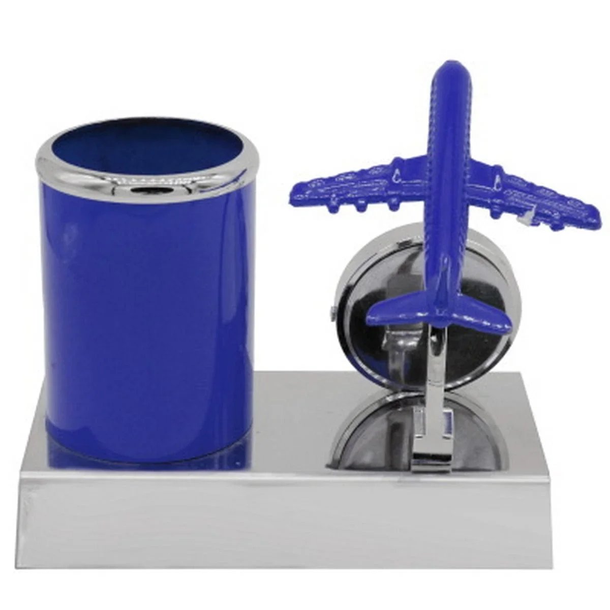 Pen Stand With Watch With Air Craft Blue TT525BE