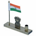 Metal Ashoka Stambh With Flag Pen Holder Mehndi view 2