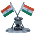 Metal Ashoka Stambh With 2 Cross Flag OX Black