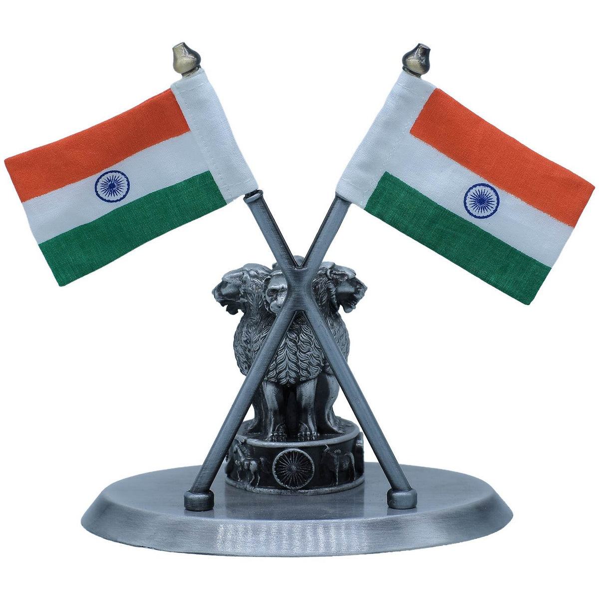 Metal Ashoka Stambh With 2 Cross Flag OX Black view 3