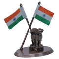 Metal Ashoka Stambh With 2 Cross Flag Copper view 2