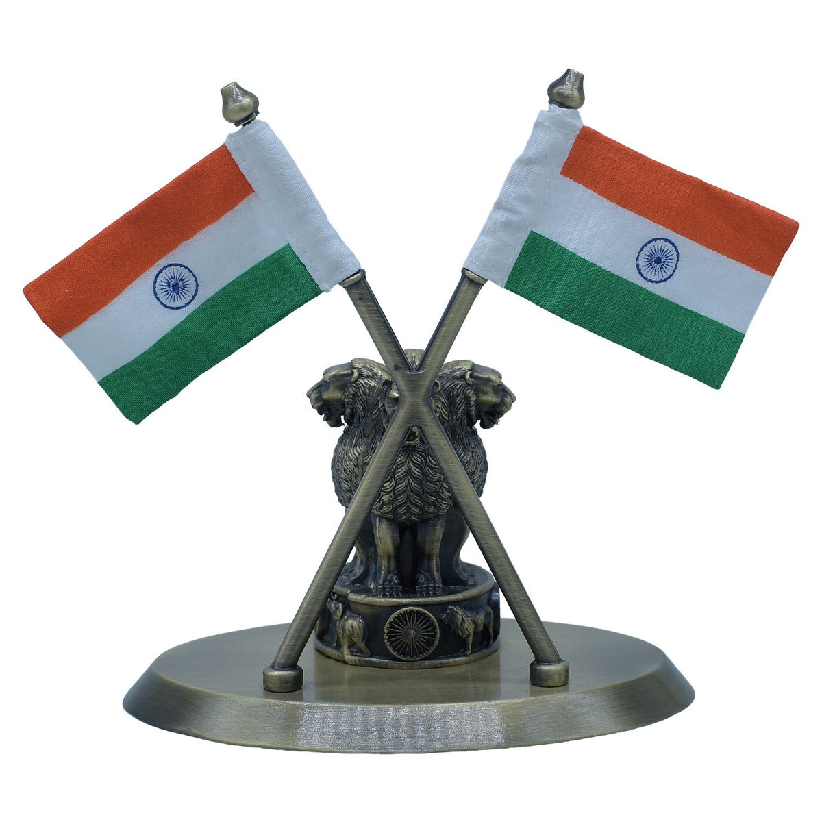 Metal Ashoka Stambh With 2 Cross Flag Mehndi view 3