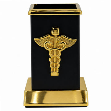 Table Top Pen Stand Gold Doctor Logo