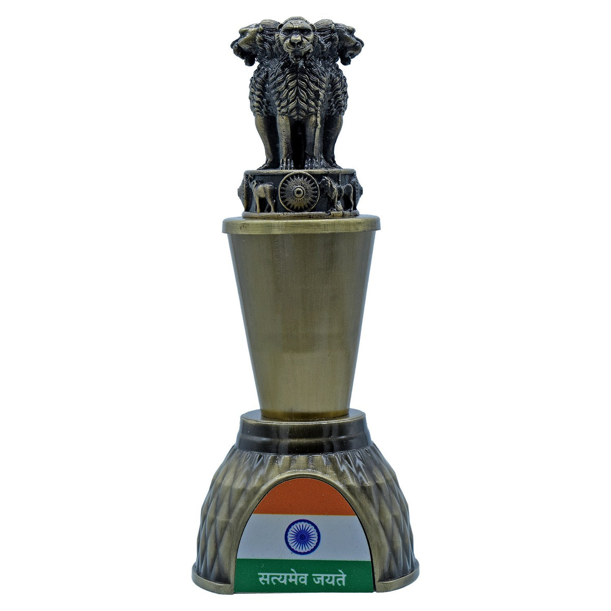 Desktop Metal Ashoka Pillar Flag 11CM Mehndi