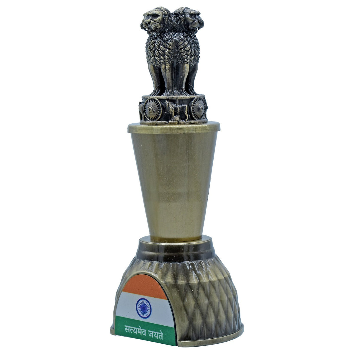 Desktop Metal Ashoka Pillar Flag 11CM Mehndi view 2