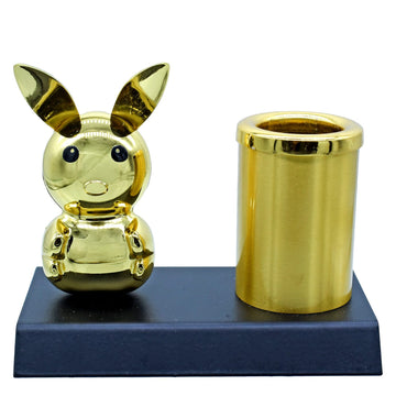 Table Top Pen Stand Gold Rabbit Design
