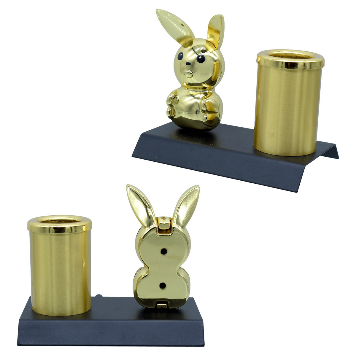 Table Top Pen Stand Gold Rabbit Design view 2