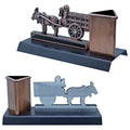 Table Top Pen Stand Bullock Cart With Base Copper view 2