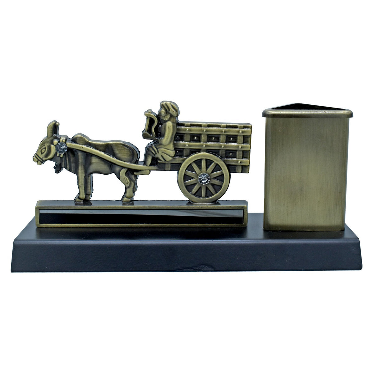 Table Top Pen Stand Bullock Cart With Base Mehndi