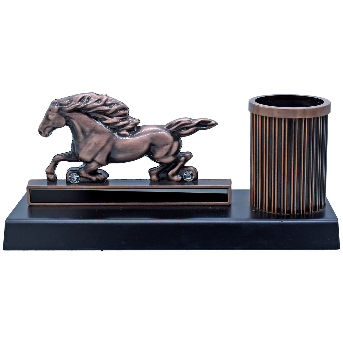 Table Top Pen Stand Horse Design With Base Copper