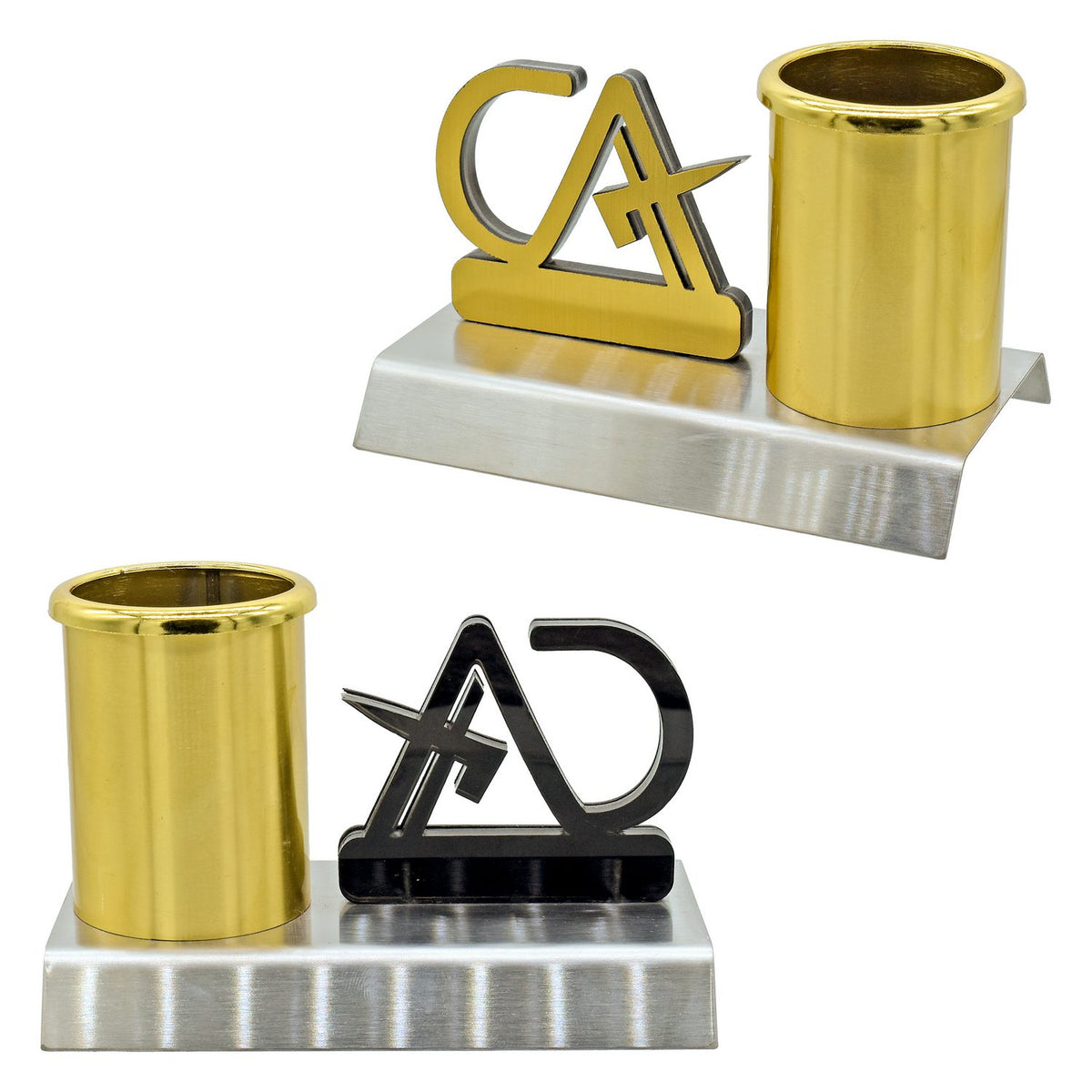 Table Top Pen Stand Gold With CA Logo Design view 2