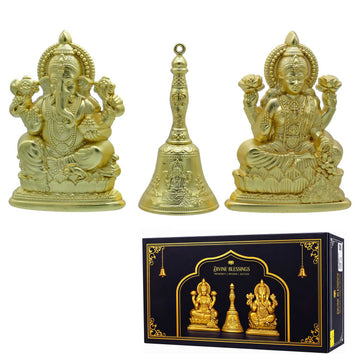 Table Top Gold Antique Design Bell Laxmi Ji With Ganesh