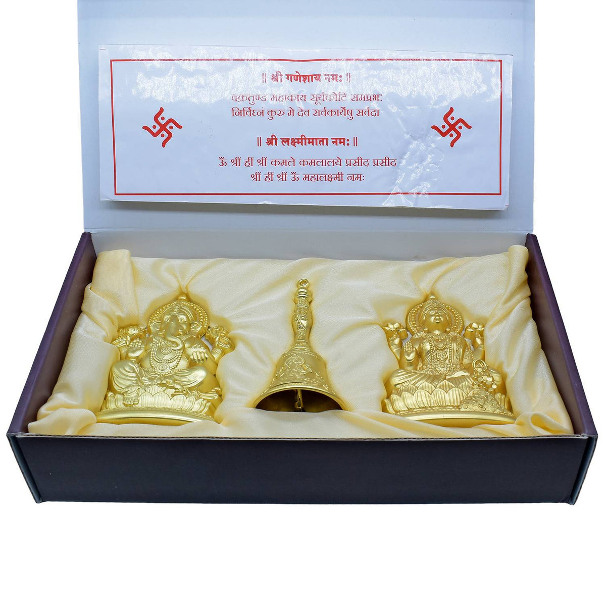 Table Top Gold Antique Design Bell Laxmi Ji With Ganesh view 2