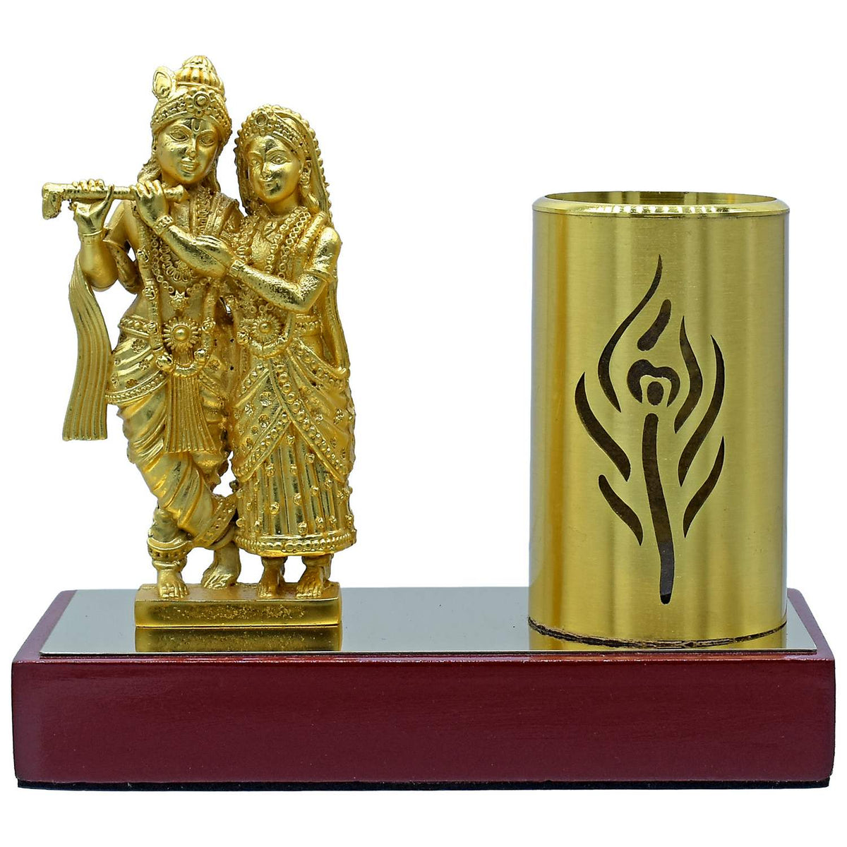 Table Top Pen Stand Gold Radha Krishna