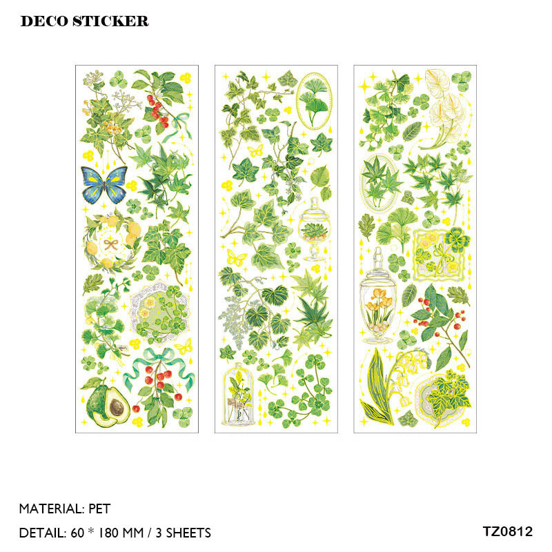 Tz0812 Deco Flower Sticker 60*180Mm 3Pc