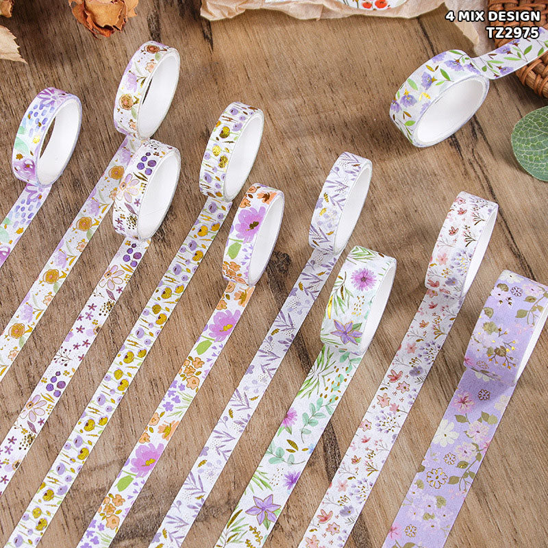 Flower Washi Tape Set - 12 Pcs for Journaling & Scrapbooking
