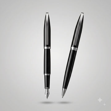 Baoke Fountain Pen & Ball Pen Combo Set – Glossy Metallic Finish with Silver Clip