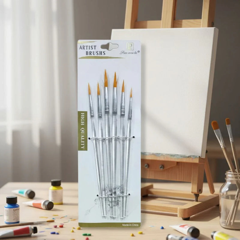 Precision Round Tip Paint Brush Set - 6 Essential Sizes