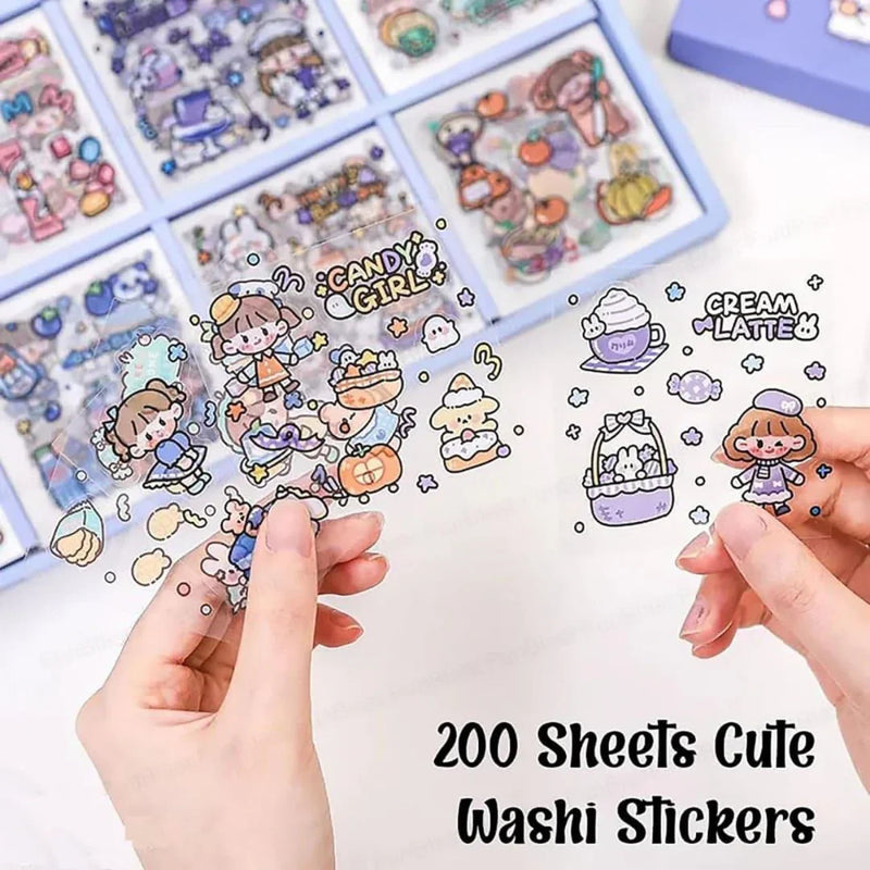 Aesthetic Korean stickers box | All surface stickers | Jumbo Pack of 200 stickers