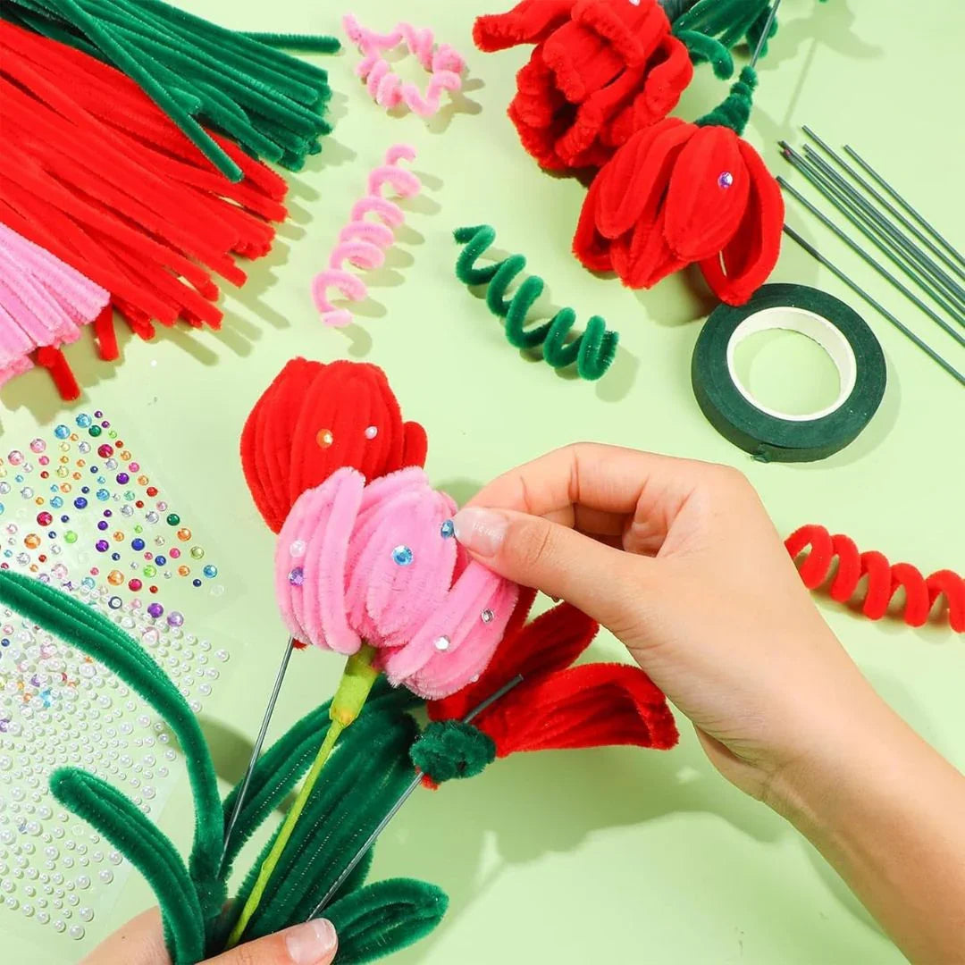Pipe Cleaner Plain  Multi Colored for Craft and Bouquet 100pcs Pack of 1