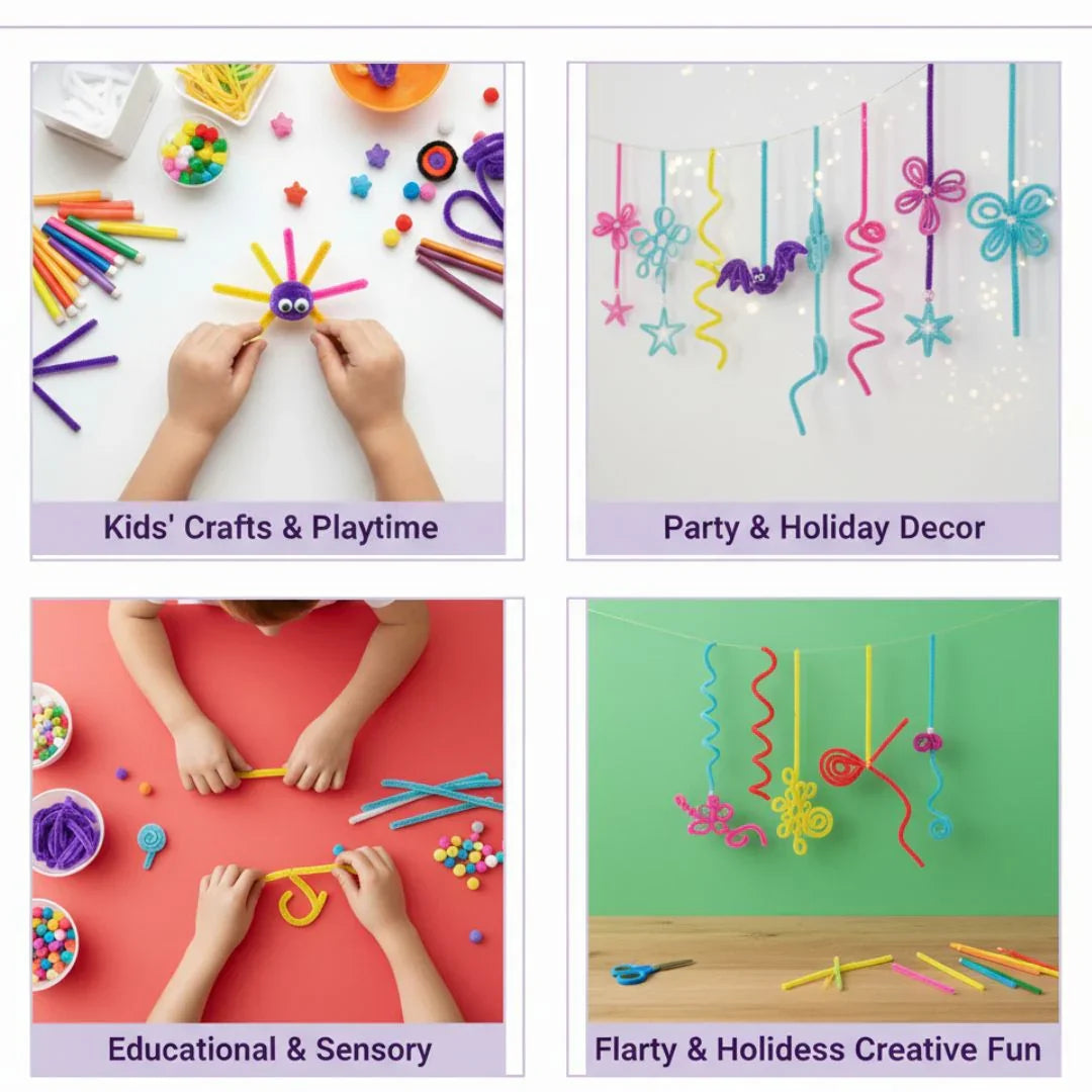 Pipe Cleaner Plain  Multi Colored for Craft and Bouquet 100pcs Pack of 1