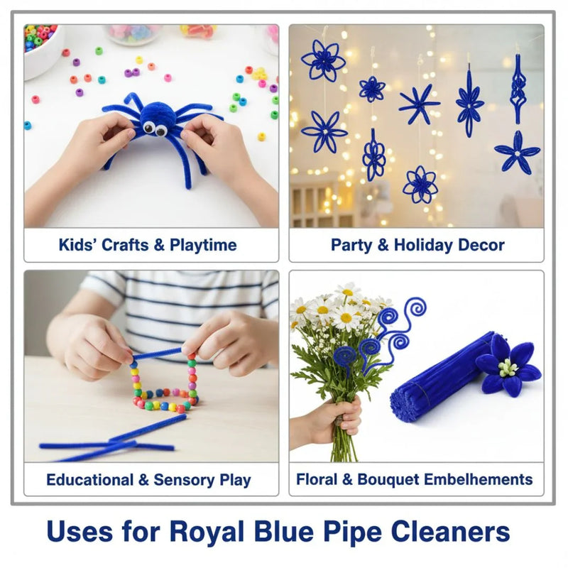 Dark Blue Pipe Cleaners for Craft & Bouquet | 100 Pc