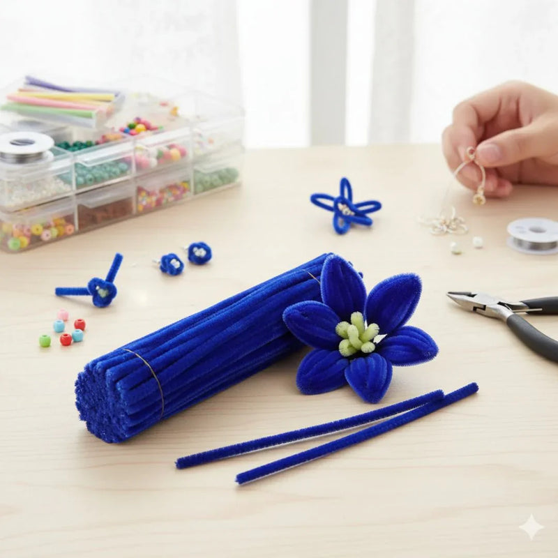 Dark Blue Pipe Cleaners for Craft & Bouquet | 100 Pc