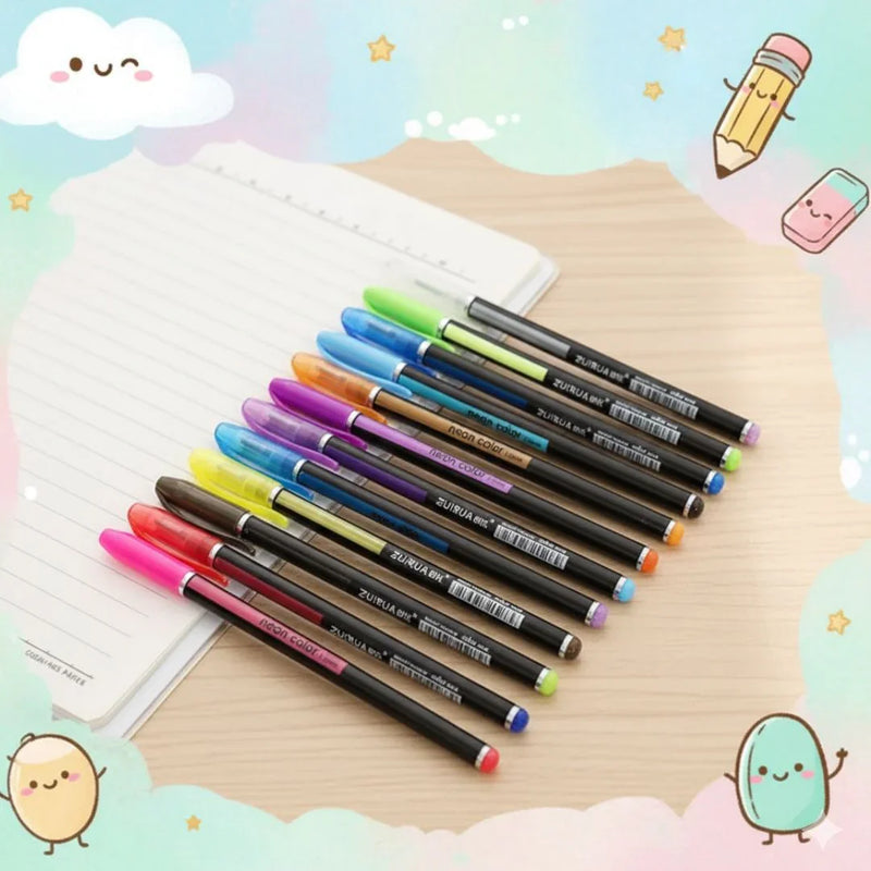 Pastel Journaling Pen (Contain 12 Pens)- Only pen that work on black paper too I Perfect for return gifting