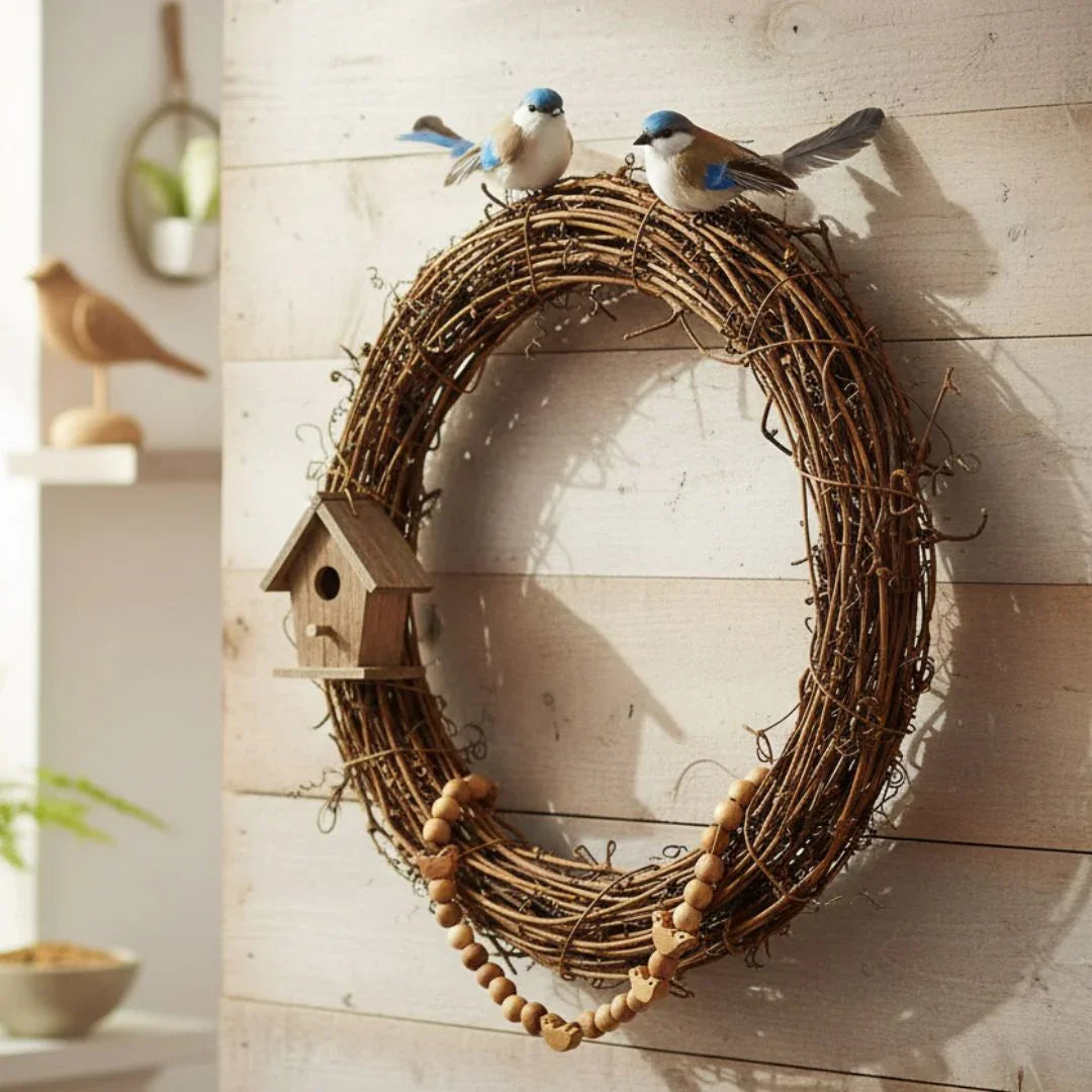 MG Traders Artificial Grass Rbn25 Ring Wreath Rattan Wicker Natural Brown Diy 25Cm