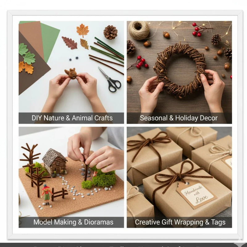 Brown Plain Pipe Cleaner for Craft and Bouquet l Pack of 100 pcs