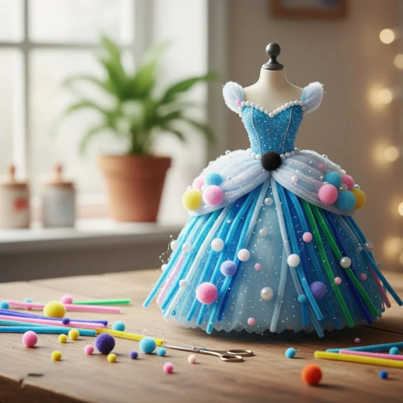 Colorful Pipe Cleaners with Pom Poms (95-100 Pieces)