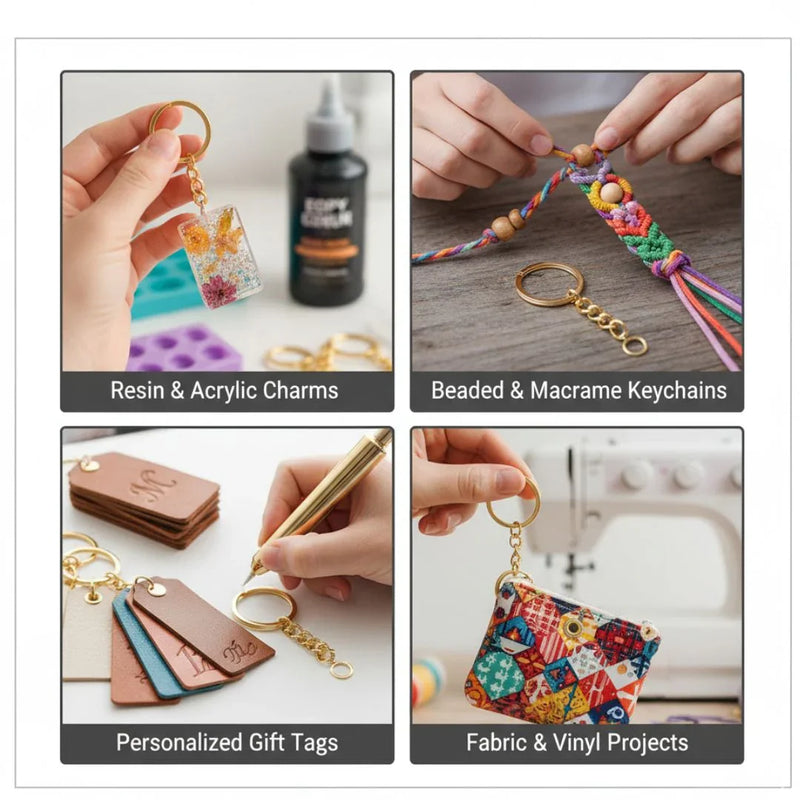 12 Piece Golden keychain ring with ring