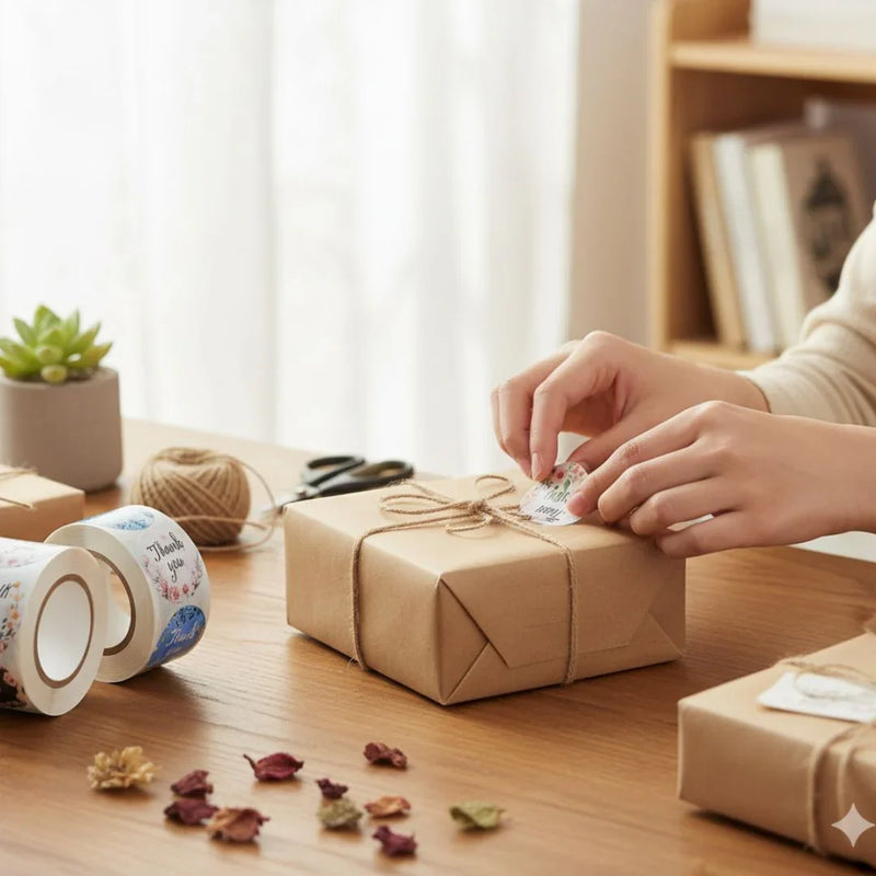 Jumbo Roll ) Thank you  paper tape l pack  of 1 roll contains 500 stickers