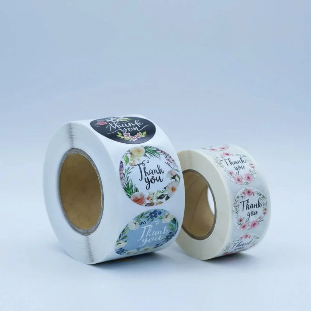 Jumbo Roll ) Thank you  paper tape l pack  of 1 roll contains 500 stickers