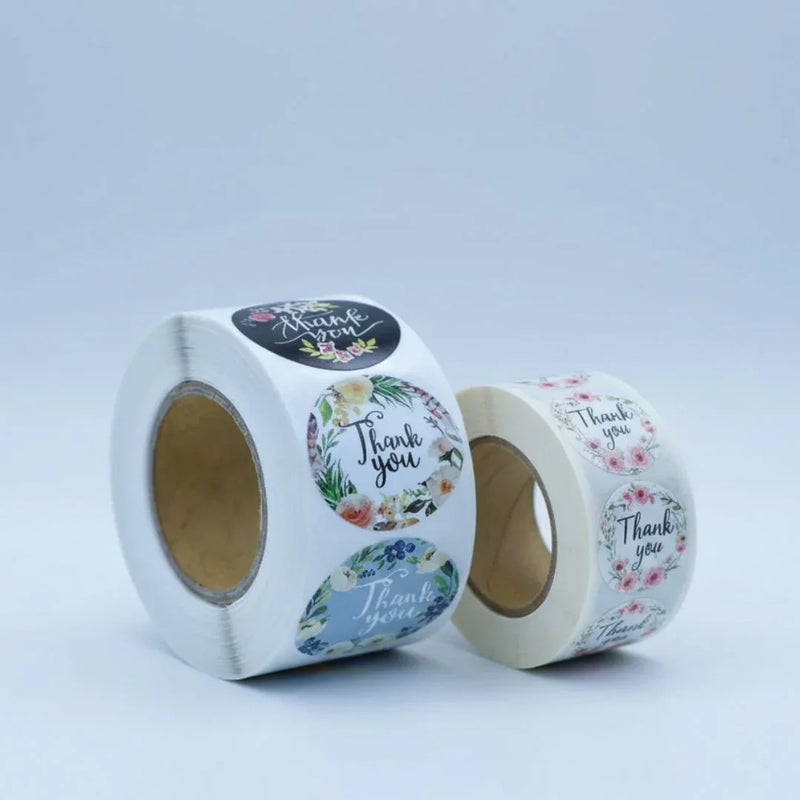 Jumbo Roll ) Thank you  paper tape l pack  of 1 roll contains 500 stickers