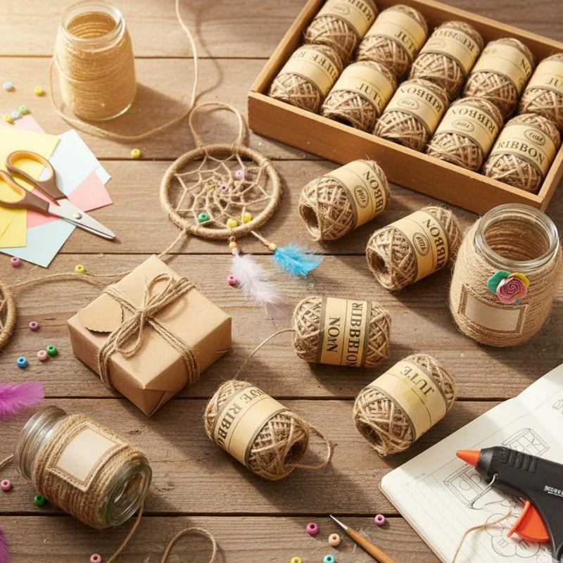 (Buy 1 Get 1 Free ) Jute Thread Plain 2mmx10metre - pack of 1 Roll