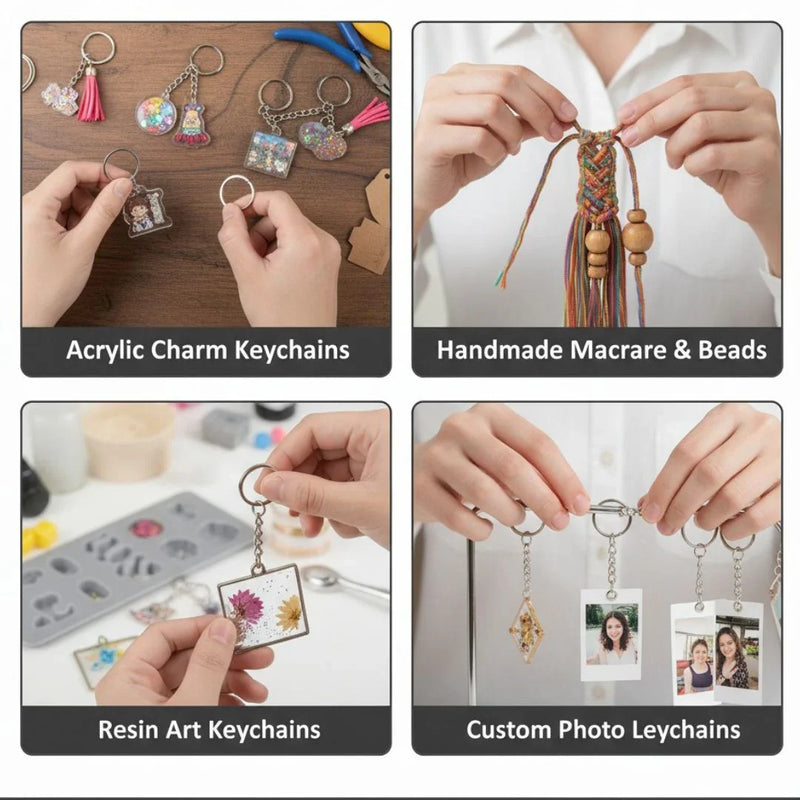 Silver Key Chain Fittings – 12 Pcs (KF12PC)