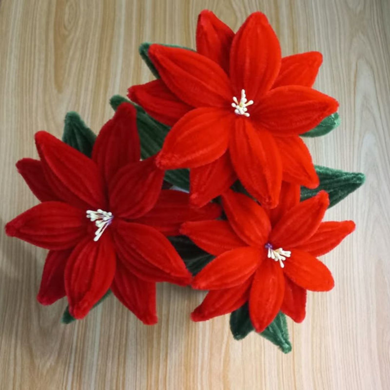 Christmas Red Pipe Cleaners for Craft & Bouquet | 100 Pc Pack I Specially for Christmas with extra furring