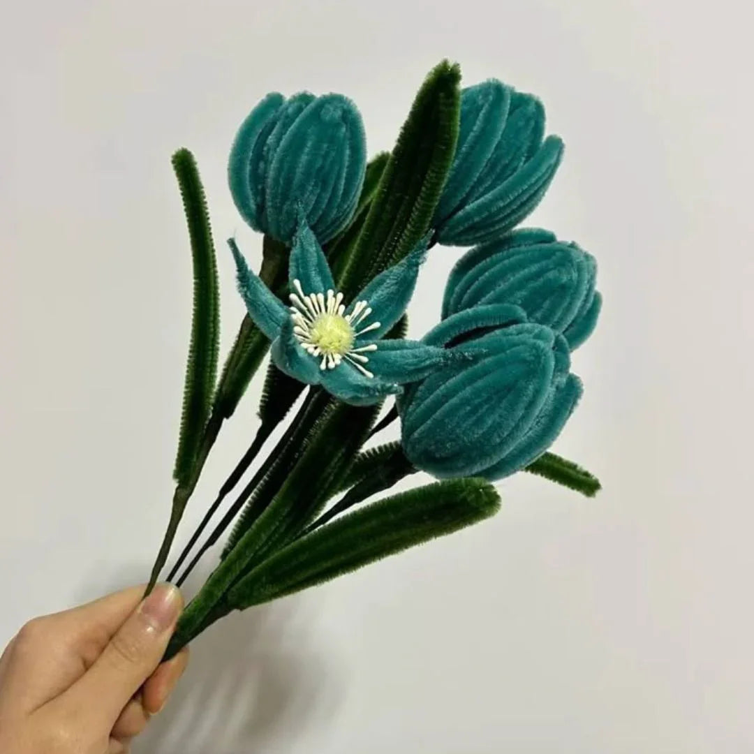 Peacock Blue Pipe Cleaner Plain l Pack of 100Pc