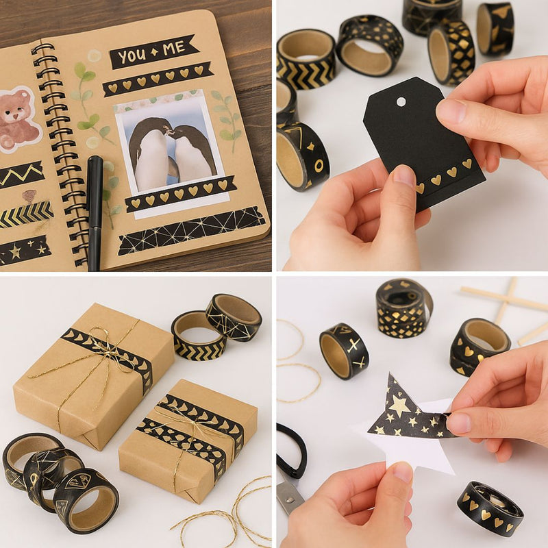 (Pack of 2) Premium gold foil washi tapes I Masking tape I Journaling tapes I Scrapbook tapes