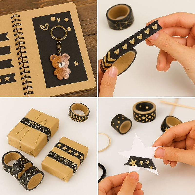 (Pack of 2) Premium gold foil washi tapes I Masking tape I Journaling tapes I Scrapbook tapes