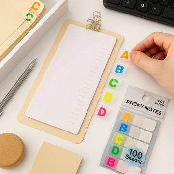 Cute Sticky Notes l Pack of 1 contains 100 sheets l 12x45mm 5-Tab Letters |
